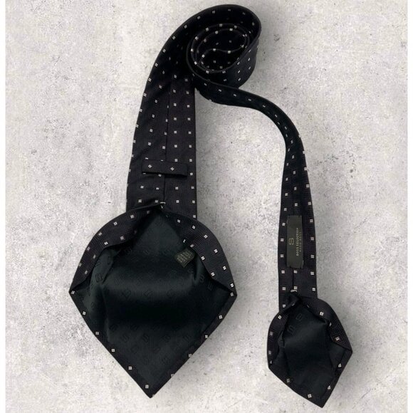 BOSS SELECTION TRIFOLD Silk Tie ITALY Black Purple Geometric W:3.5" EUC - Picture 4 of 6